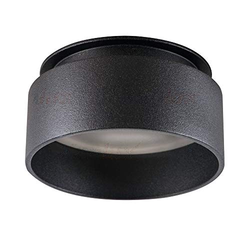 Foco LED empotrable con efecto de luz, redondo, color negro, 6,5 W, blanco neutro, 230 V, intensidad regulable como lámpara de techo y foco, con bombilla, empotrable