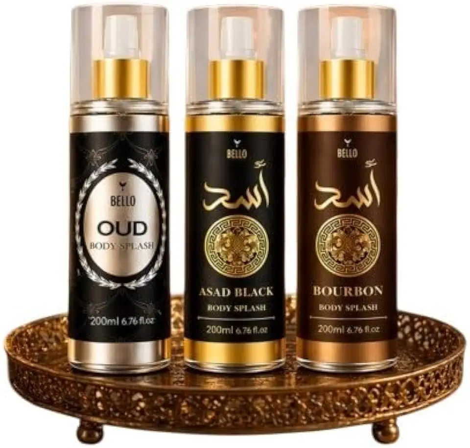 Kit Body Splash Árabe Oud, Asad e Bourbon Masculino