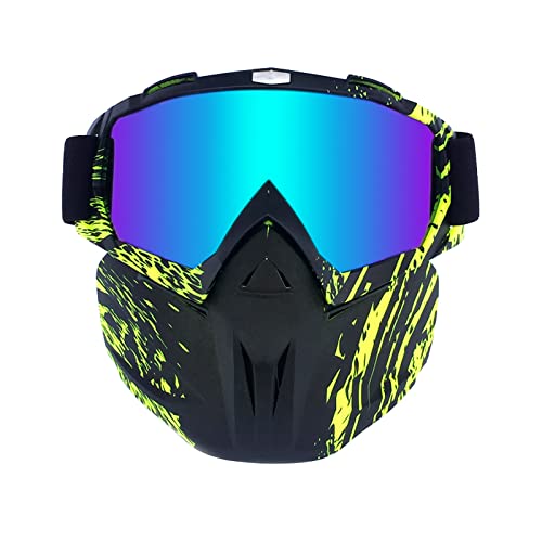 Smarcent Ski Snowboard Snowmobile Goggles Mask Motorcycle Goggles Mask Protect Padding Helmet Sunglasses (Black Green)