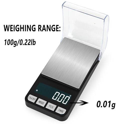 Báscula electrónica mini 0.01g precisión alta con cubierta miniatura 5