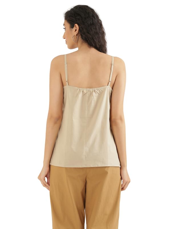 Image of SAADAA Women's 100% Cotton Camisole Top | Soft & Breathable Cambric Fabric | Adjustable Straps, Square Neckline | Comfortable All-Day Wear