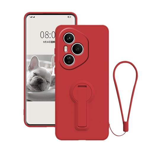 Coque Honor 400 Pro en silicone rouge avec support de bague et dragonne antichoc