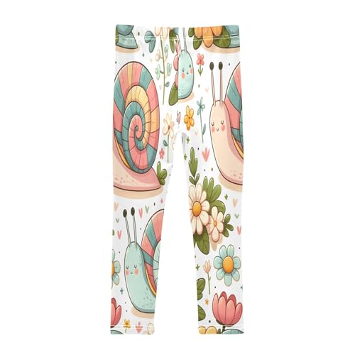 Toddler Girls Leggings Printed Yoga Pants Leggings Colorful Daisy Snail for Kids2