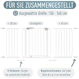 IB STYLE Treppenschutzgitter für Babys Berrin 150-160 cm - Türschutzgitter, Hundeabsperrgitter aus Metall, Einfache Montage, Ohne Bohren, Weiß