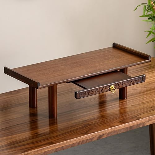Mesa de altar budista con cajón, mesa Pooja de madera para relajación, oración y santuario de Buda