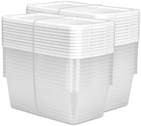 20-Pack 6 Quart Clear Plastic Storage Bins with Snap-On Lids - St...