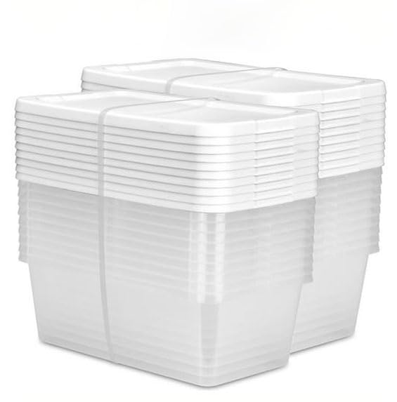 20-Pack 6 Quart Clear Plastic Storage Bins with Snap-On Lids - St...