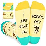 HAPPYPOP Funny Monkey Gifts for Men Women, Monkey Gifts for Monkey Lovers, Novelty Monkey Socks Crazy Silly Socks, Christmas Stocking Stuffers