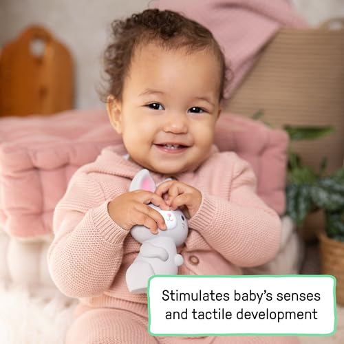 Image of Sylvi Natural Rubber Baby Teether Toy, Rabbit Teething Toy for Sore Gums 0-6 Months, Soft Sensory Chew Toy Easy to Grasp for Infants 0+ Months, Gender Neutral