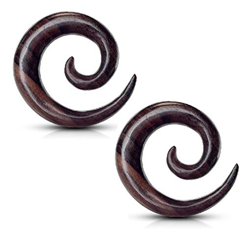 Organic Sono Wood Spiral Tapered Hanger Ear Plugs, Sold as a Pair (12mm (1/2"))