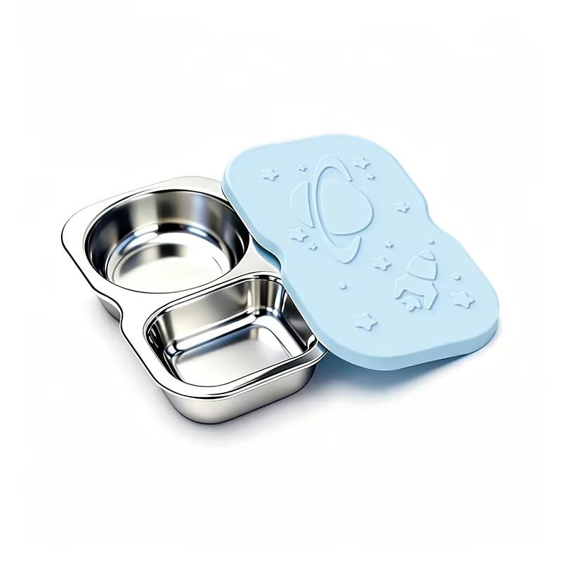 WUUAIR Leakproof 2-Compartment Stainless Steel Snack Box with Food-Grade Silicone Lid, Divided for Sauces & Meal Prep โ image 1
