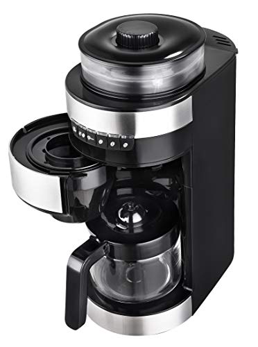 Venga! VG CCG 3006 - Cafetera con molinillo de acero inoxidable, cristal y plástico, 750 W, 850 ml (negro)