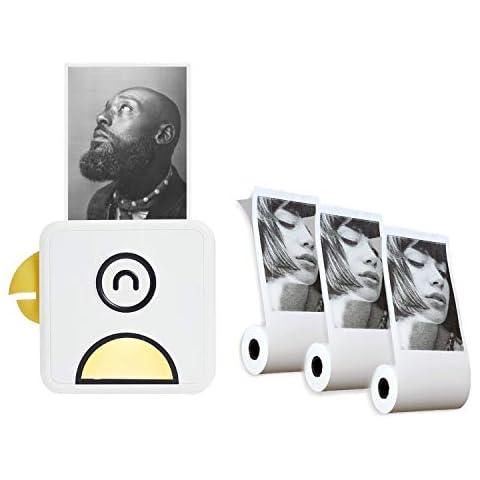 Poooliprint L2 Inkless Pocket Printer, Yellow + White Sticky Paper 3 Rolls Cover