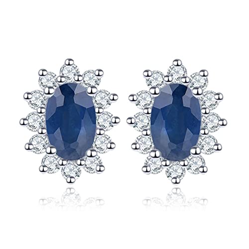 Pendientes de mujer Joyería Zafiro azul Plata de ley 0,52 quilates Gema con incrustaciones de cristal Brillante Elegante