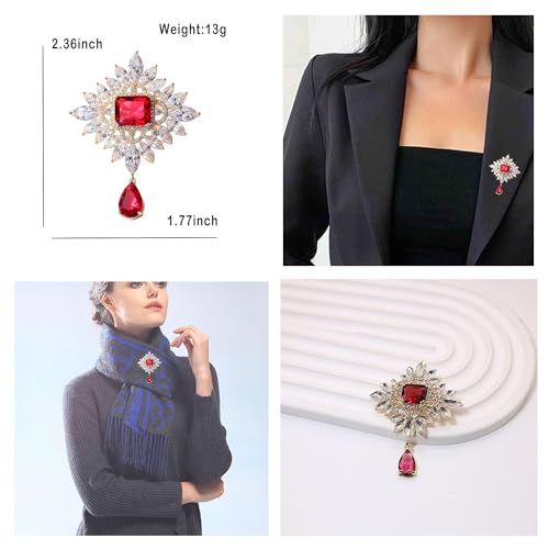 Image of Crystal Pearl Flower Brooches Pins Fashion Beautiful Created Rhinestone Floral Brooch Good Idea for Party Dance Wedding Banquet for Elegant Women Girl