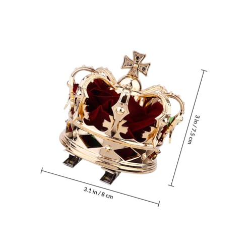 Tiara dorada tridimensional con pinza roja para tocado de novia 2
