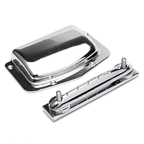 Guitar Adjustable Fixed Bridge Tailpiece Guitar Tuning Pegs With Bridge Cover Set Include Mounting Screws Replacement Part For Vintage Teisco Electric Guitar Parts (6R Tuner) #TOP2