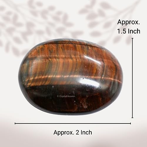 Image of Crystal Heaven Certified Red Tiger Eye Palm Pebbles Stones For Anxiety Stress Relief Massage-Aaa Grade Original Healing Gemstone Agate Palm Stone For Yoga Meditation Spiritual Reiki Feng Shui