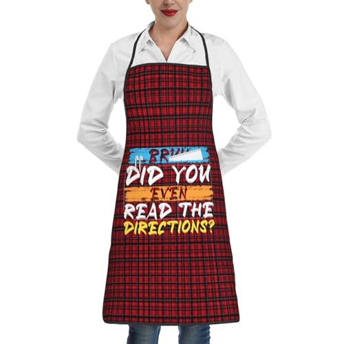 nopicsn Bruh Did You Even Read The Directions Apron for cooking with Pockets Women Men Kitchen Chef Funny Aprons