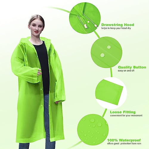 Vicloon Regenponcho, 2 Stück Regenponcho Festival Einweg, Unisex Wiederverwendbar Transparent Regenmantel, PEVA Tragbarer Wasserdicht Regencape, für Reisen, Wandern, Radfahren & Camping