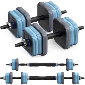 Merach Halterset Korte Halters 10kg/20kg/30kg/40kg, 3 in 1 Verstelbare Dumbbell, Langhalters, Push-ups, Verstelbare Dumbbell, Fitness Dumbbells, Krachttraining, Thuis, Sportschool