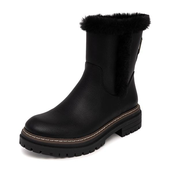 Nautica Women Fur Chelsea Boots Winter Platform Chunky Low Heel Microsuede Comfortable & Slip Resistant Ankle Mid Calf Boots for Ladies