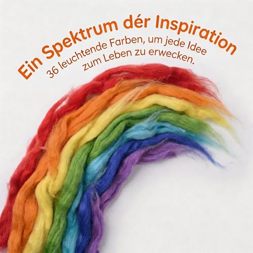 Asiv 36 Farben Filzwolle Märchenwolle Roving filzen Nadelfilzen Starter Set für Nassfilzen und Trockenfilzen DIY Handwerk Deko
