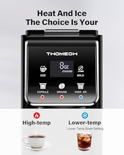 TWOMEOW Single Serve Coffee Maker with Bold Setting, Hot & Iced Coffee Machine For K Cup and Grounds, 52 Oz Removable Water Tank, 6-14 Oz Brew Sizes, Reusable Filter