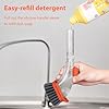 DAPOWER Soap Dispensing Dish Brush with Handle, Kitchen Scrub Brush for Dishes Pots Pans Sink Cleaning (Orange)