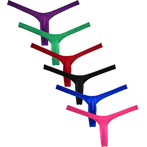 Sexy Men's Shiny Ice Silk Bikini Thong Underwear Male Bulge Pouch T-Back Soft Slim Front G-String Tangas