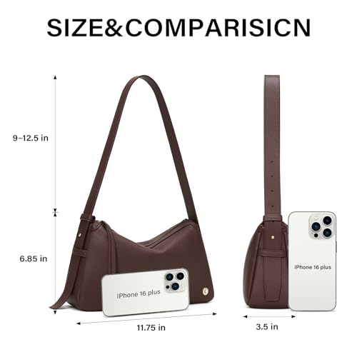 Image of CLUCI Brown Purses for Women, Cute Shoulder Bag, Soft Hobo Handbag Clutch Purse with Adjustable Wide Shoulder Strap