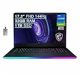 2022 MSI GE76 Raider 17.3' FHD 144Hz Gaming Laptop Computer, Intel Core i7-11800H, 32GB RAM, 1TB PCIe SSD, Backlit Keyboard, NVIDIA GeForce RTX 3060 Graphics 6GB, Win 10, Black, 32GB SnowBell USB Card