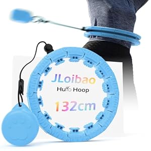 JLoibao Slimme hoelahoepels, verzwaarde hoelahoep 132 cm voor volwassenen met 24 afneembare schakels en 360 graden automatisch draaiende gewichtsbal, Infinity Fitness Hoop voor gewichtsverlies
