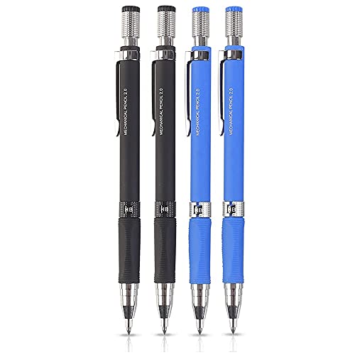 Ipienlee 4 Pieces 2.0 Mm Metal Mechanical Pencil With 4 Cases Lead Refills, Color And Black Refills For Draft Drawing, Writing, Crafting, Art Sketching #TOP2