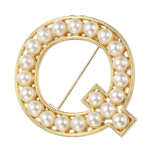 Image of PATIKIL Letter Brooch Pins, Pearl Initial Alphabet Letter Lapel Badges Pin for Women Men Girl Wife Suits