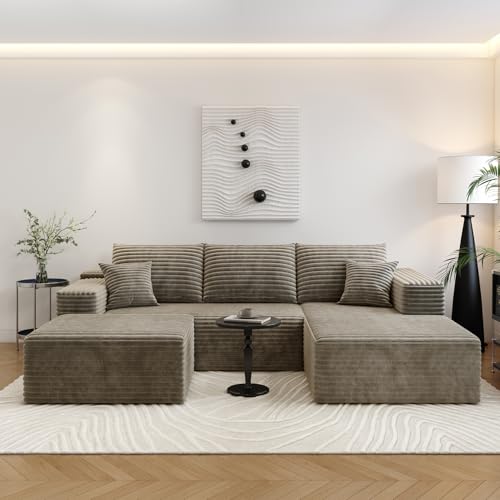 Image of Settab 95 inch Boneless Couch Modular Sectional Sofa with Ottoman,U Shape Lounge Cloud Couch,Flexible Module Combination for Living Room, No Assembly