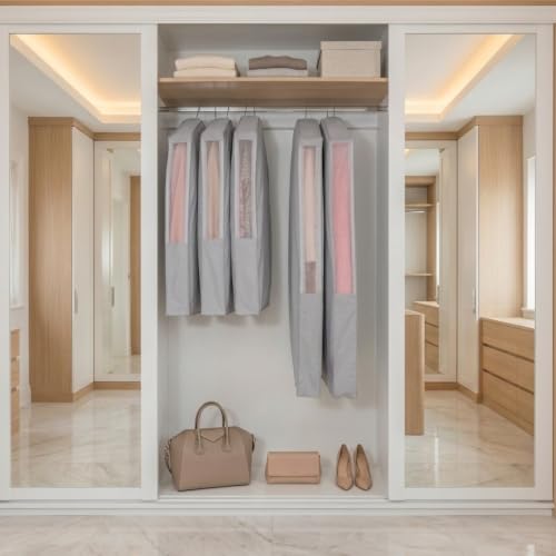 Image of Hayden Hill Luxury Organic Cotton Garment Bag for Hanging Clothes Long 58 inch | Full Length Breathable Dress Bag, Moth Proof Hanging Garment Bags For Closet Storage, Certified Carbon Neutral, Gray