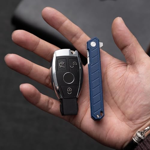 Image of OLITANS G046 Mecha Mini Slim Folding Scalpel with 5pcs #24 and 5pcs #60 G10 Handle with Liner Lock, Utility EDC Pocket Knife with Back Clip(Blue)