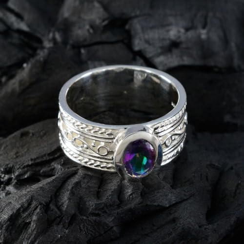 Image of 55Carat Choose Your Color Genuine Gemstone Sterling Silver Ring Band Vintage Handmade Jewelry Sizes 5-12
