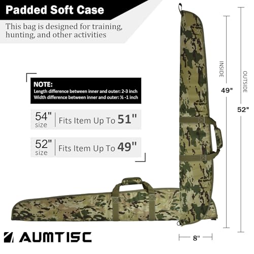 AUMTISC Maleta Rifle Escopeta, Estuche Transporte Armas Largas, Caza Tiro, Espuma Acolchada (Camo, 52inch-132cm) - imagen 2