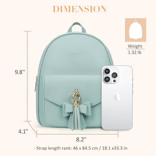 ECOSUSI Mini Backpack for Women Girls Cute Bowknot Small Backpack Purse Ladies Leather Bookbag Satchel Bag, with Charm Tassel Green by ECOSUSI - Image 6
