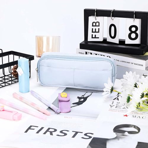 Image of Pencil Case Back to School Supplies Zipper Pencil Pouch,Desk Accessories & Workspace Organizers Pencil Bag School Supplies for Teen Girls (Blue)