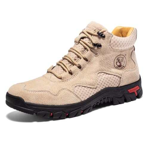 FLYLAND Men's Chukka Boots Casual Leather Shoes Ankle Shoes Non Slip Breathable Comfortable Mid Top for Driving Walking Outdoor2