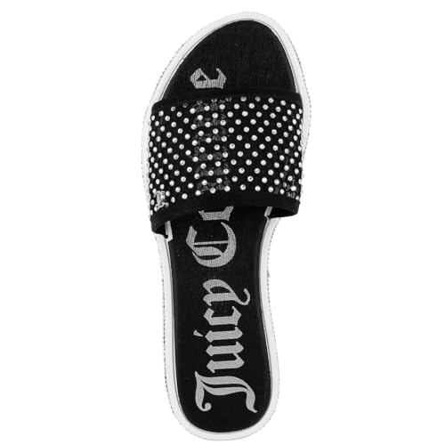 Image of Juicy Couture Women's Slide Sandals - Glitter Bling Open Toe Sparkle Flats - Dressy Summer Casual Footwear