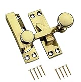 TERF® Traditional Vintage Polished Brass Sash Window Lock Fastener Arm Type With Fixing Screws For Wood Aluminium UPVC Vinyl Frames - Pack of 1