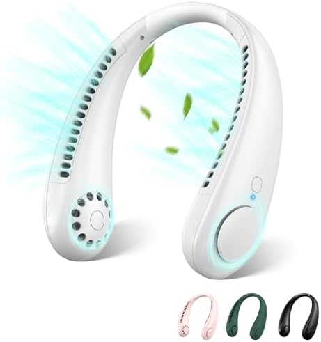 Rose Clair Ventilateur De Cou Portable Pliable 3 Vitesses Sans Lame