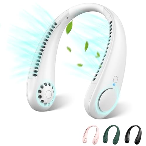 Namouk Ventilador de Cuello, Silencioso Mini Ventilador Portatil Refrigeración, Ventilador Cuello Colgante Sin Hojas con 3 Velocidades para Senderismo,Viajes, Campin