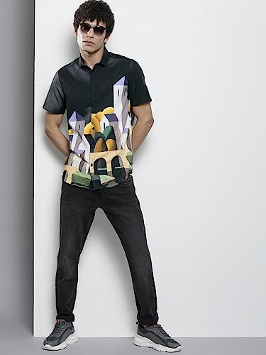 Image of THE INDIAN GARAGE CO Men Cotton Regular Fit Tropical Half Sleeves Cutaway Collar Casual Shirt