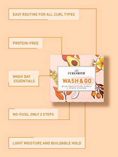 Curlsmith - Wash & Go High Definition Curls Kit: 3-Step System - Vegan Haircare for Dry, Wavy, Curly or Coily Hair