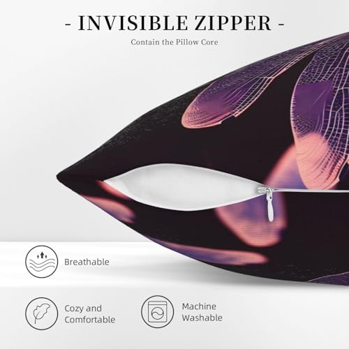 Housse de coussin libellule violette 50x50 cm double face pour canapé de salon - 5
